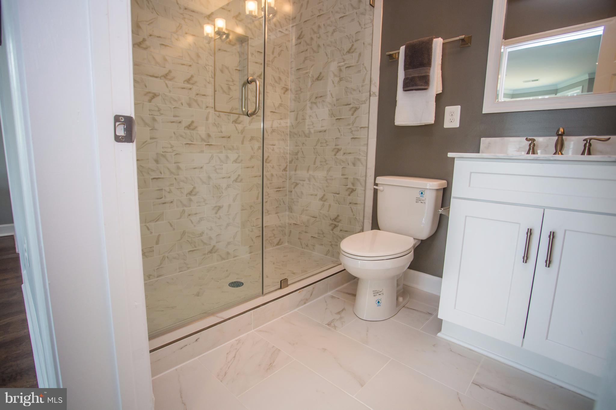 6445 First Street Alexandria, VA 22312 - Photo 14 of 28 a bathroom with a sink a toilet and shower