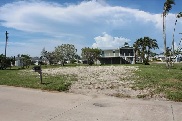 a view of a garden with a slide