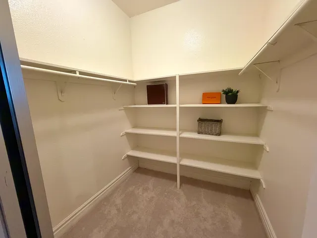 a view of an empty walk in closet