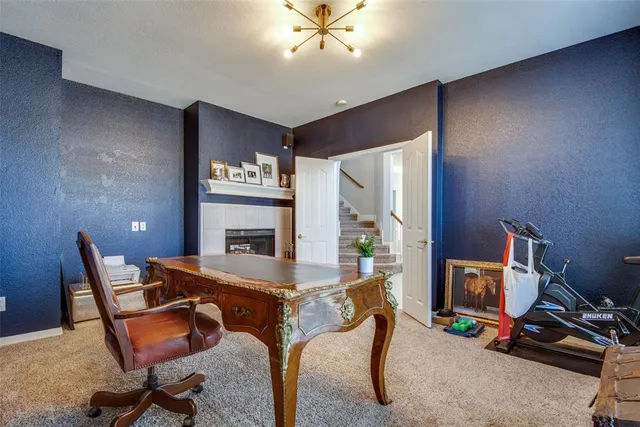 a workspace with furniture