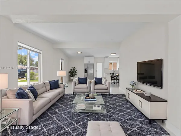 a living room with furniture and a flat screen tv
