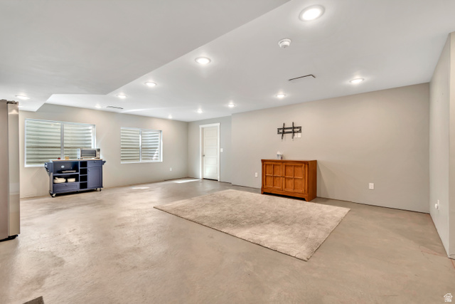 3232 West 1670th Street North Provo, UT 84601 - Photo 31 of 33 Basement with freestanding refrigerator and recessed lighting