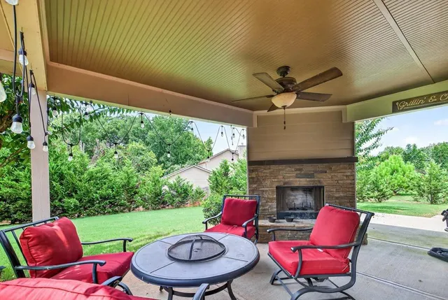 a outdoor space with furniture