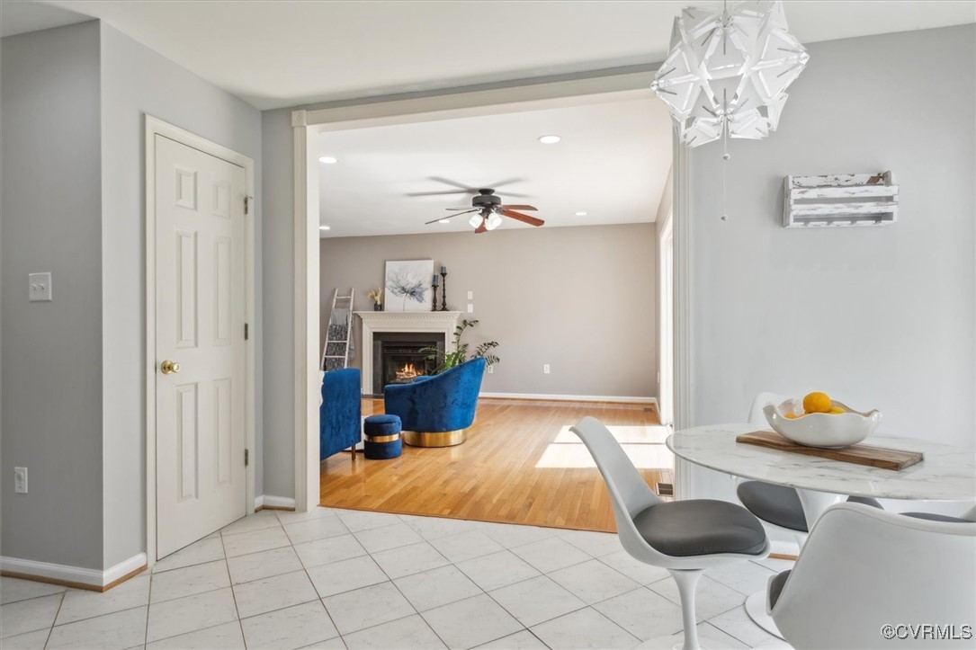 203 Oaktree Road, Unit A Williamsburg, VA 23188 - Photo 11 of 46 Tiled dining room featuring ceiling fan with notab