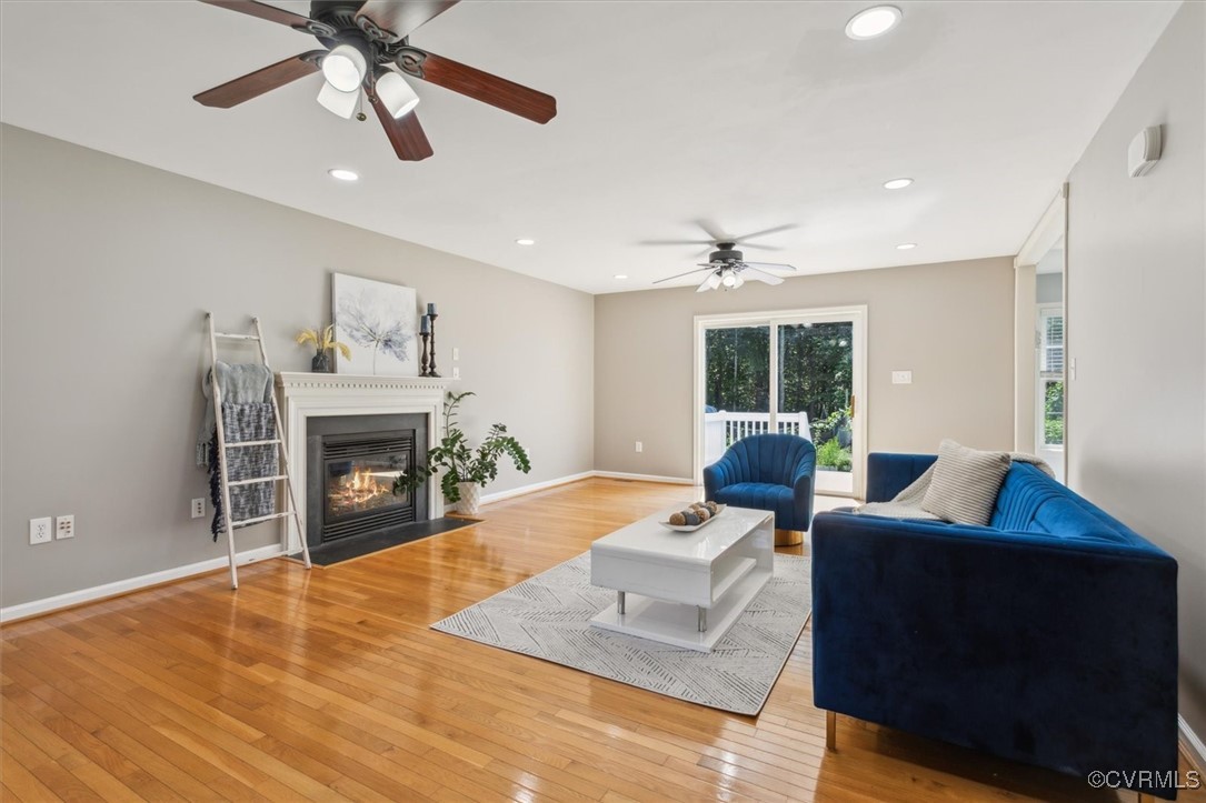 203 Oaktree Road, Unit A Williamsburg, VA 23188 - Photo 6 of 46 Living room featuring ceiling fan and light hardwo