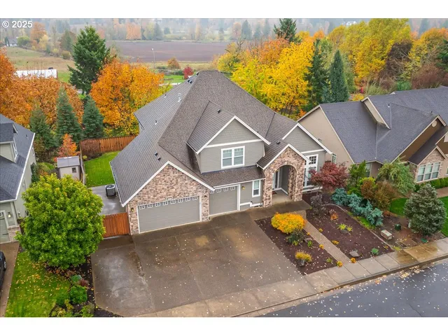 an aerial view of a house