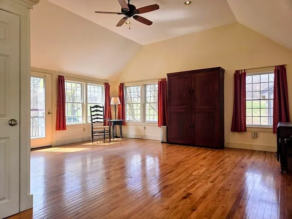 an empty room with windows