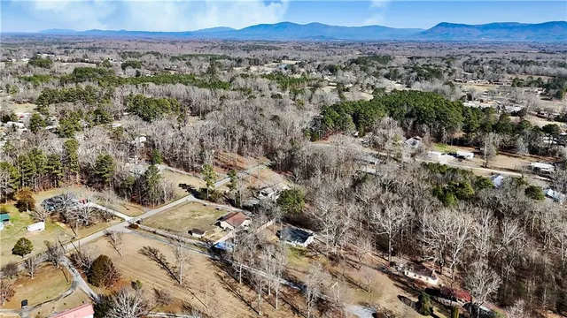 a view of a city with mountain