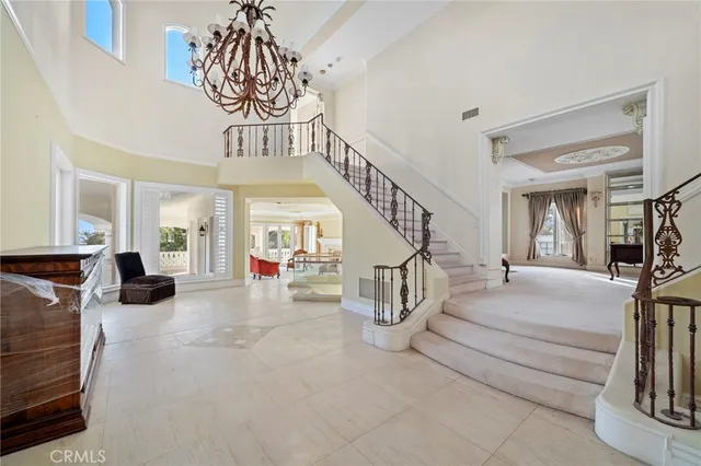 an aerial view of a house with a garden