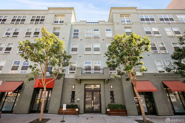 a front view of a multi story building