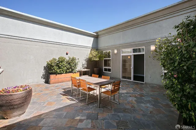 a outdoor space with sitting area