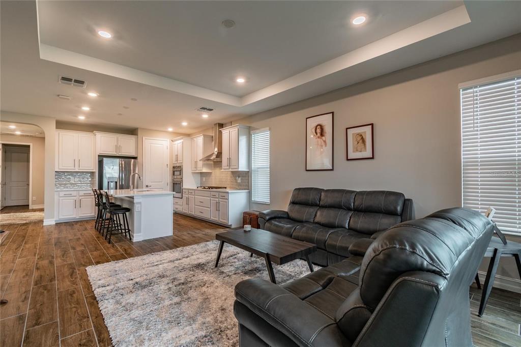 4738 Tramanto Lane Wesley Chapel, FL 33543 - Photo 18 of 45 a living room with furniture and kitchen view