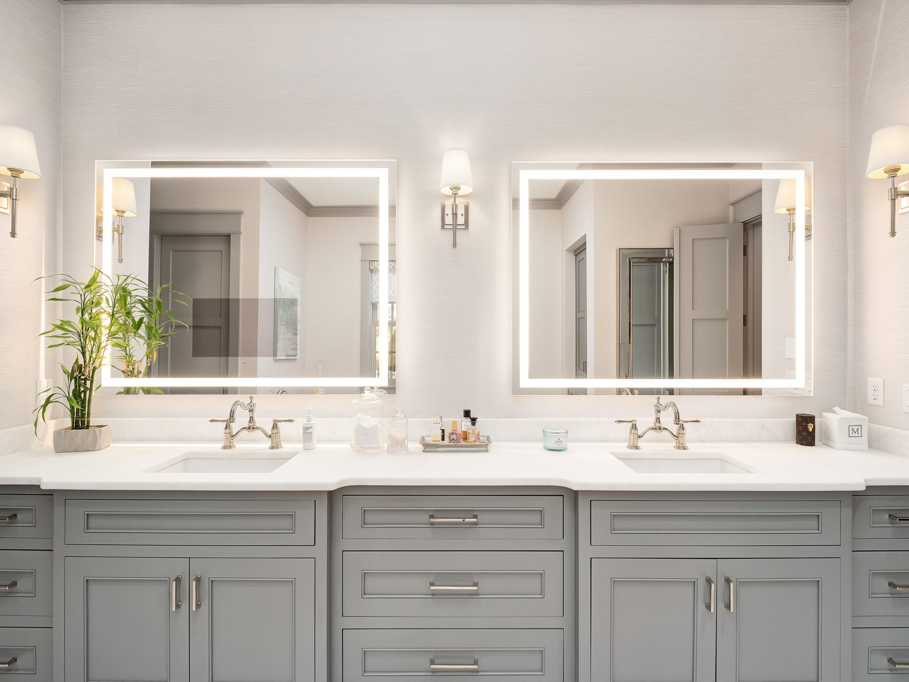 179 Brenda Ln Inlet Beach Inlet Beach, FL 32461 - Photo 32 of 63 a bathroom with double sink and a mirror