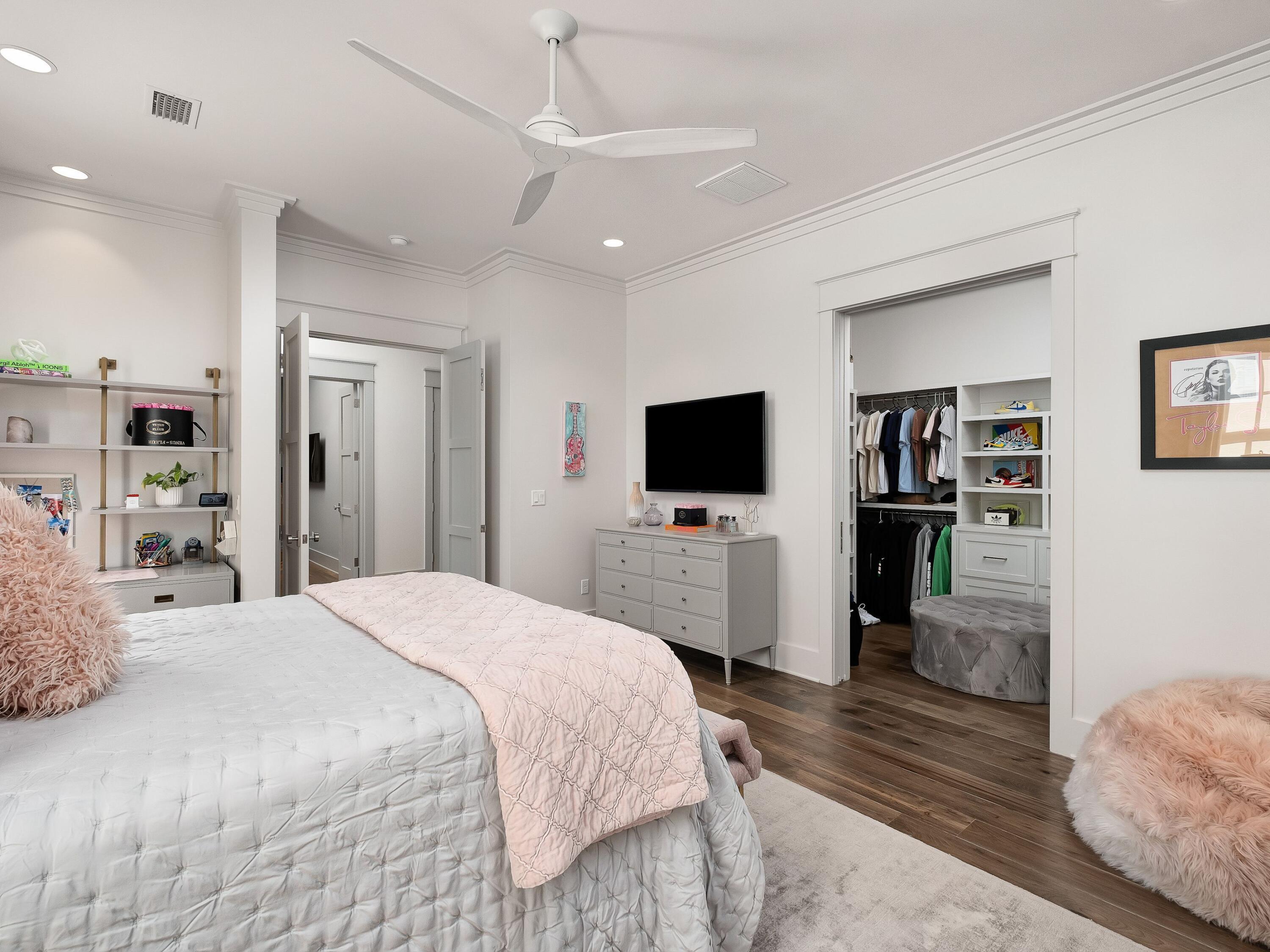 179 Brenda Ln Inlet Beach Inlet Beach, FL 32461 - Photo 41 of 63 a bedroom with a bed and a flat screen tv