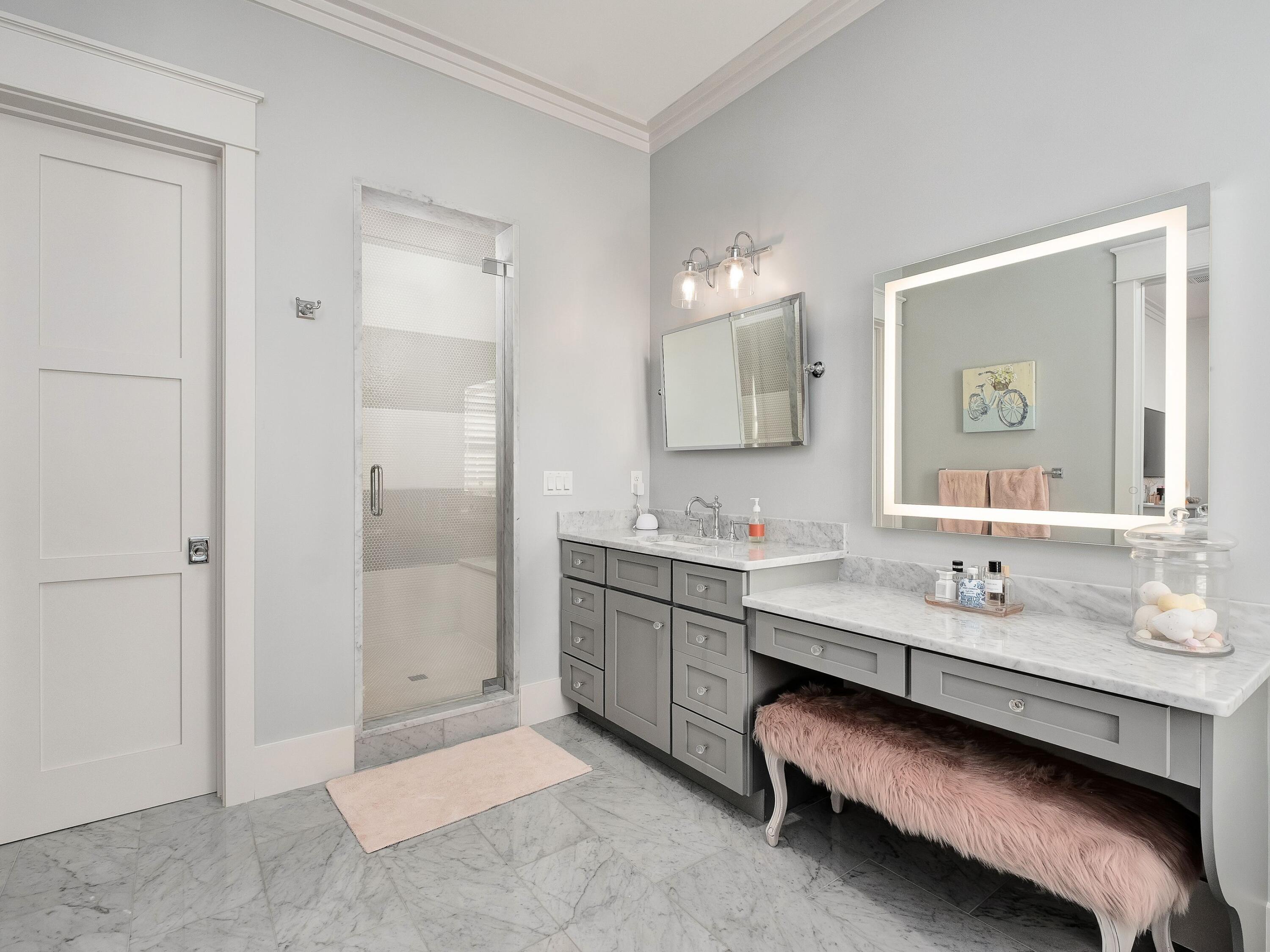 179 Brenda Ln Inlet Beach Inlet Beach, FL 32461 - Photo 43 of 63 a spacious bathroom with a double vanity sink double and mirror