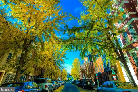 a view of a street with a building in the background