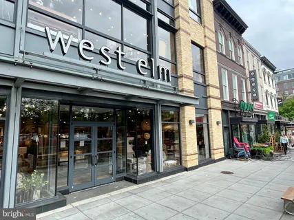 a view of a building with a large window