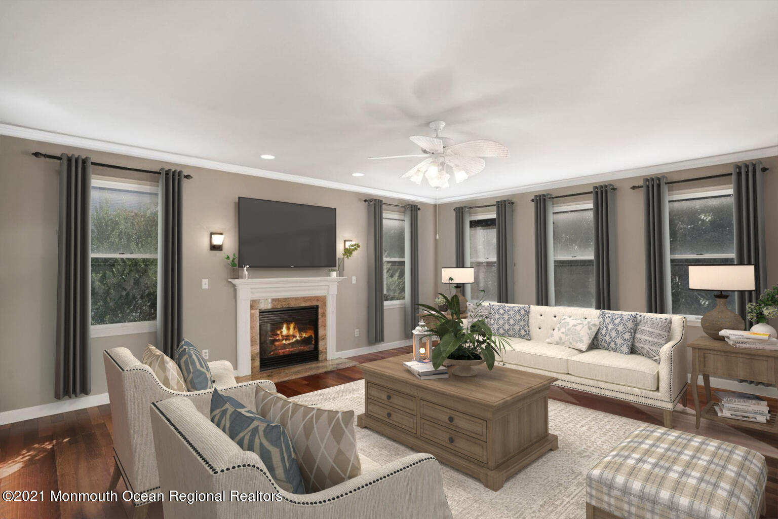 5 Roller Road Asbury Park, NJ 07712 - Photo 23 of 57 a living room with furniture fireplace and flat screen tv