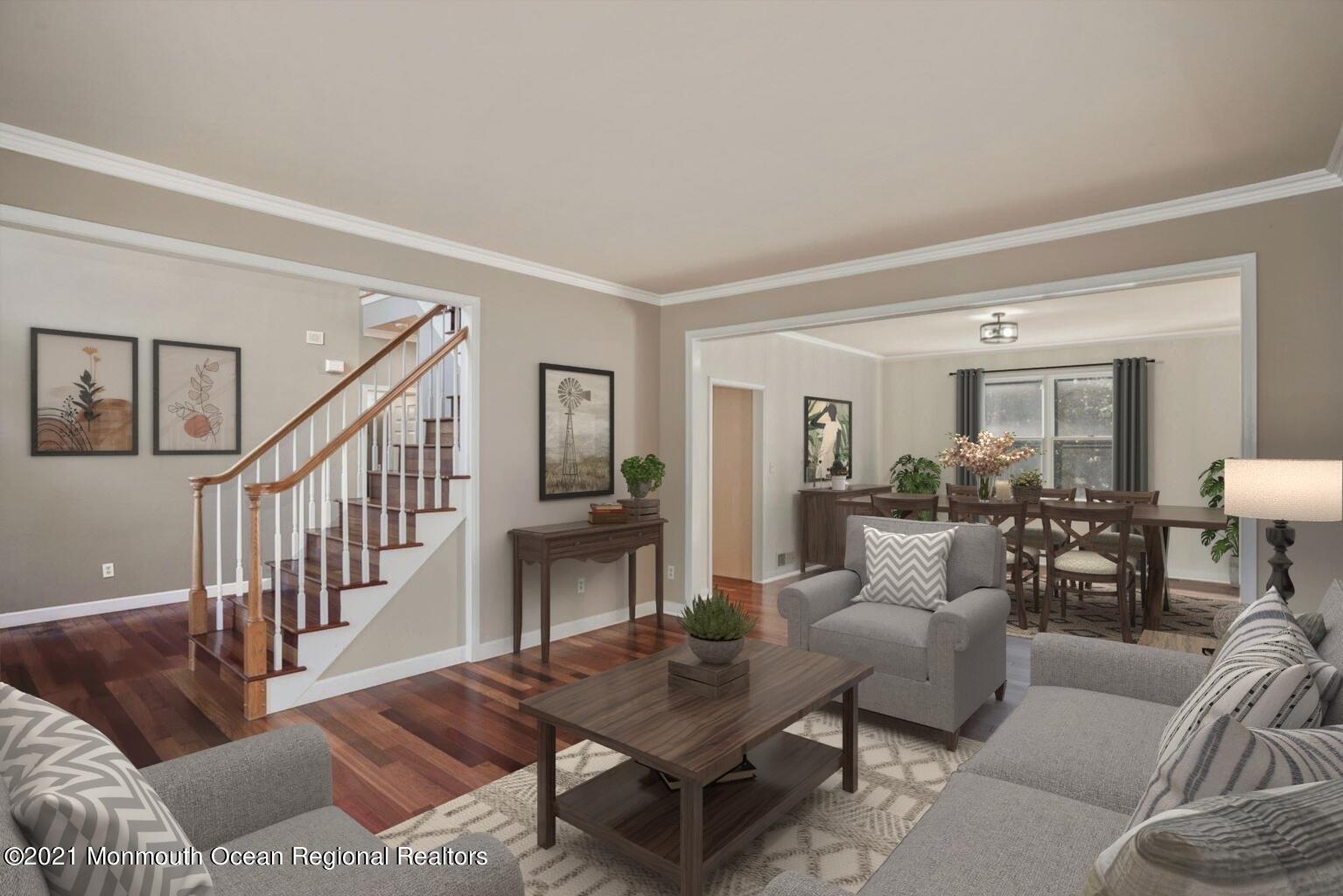 5 Roller Road Asbury Park, NJ 07712 - Photo 6 of 57 a living room with furniture and a dining table with wooden floor
