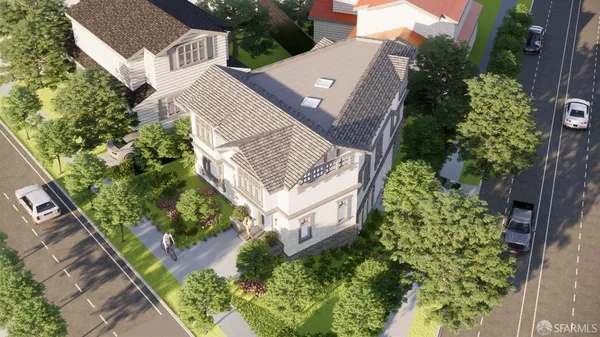 an aerial view of a house