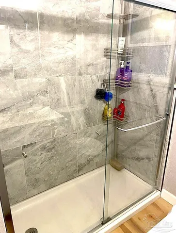 a bathroom with a shower