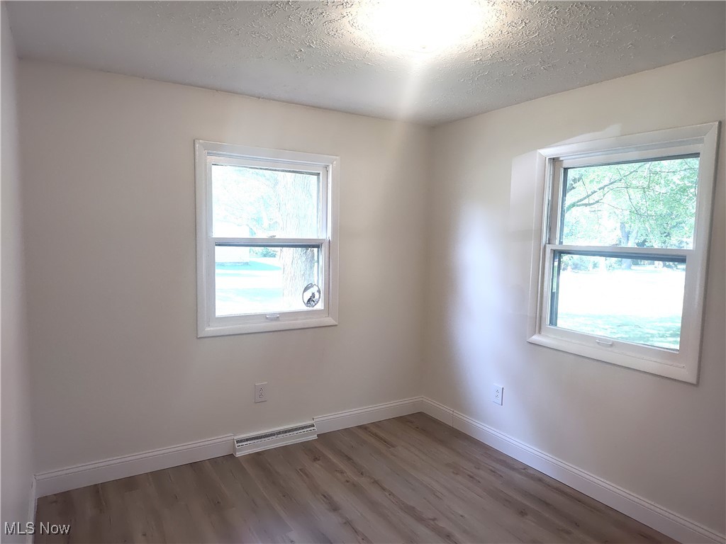 8016 Ninevah Road Geneva, OH 44041 - Photo 39 of 45 Unfurnished room featuring wood finished floors, a textured ceiling, and healthy amount of natural light