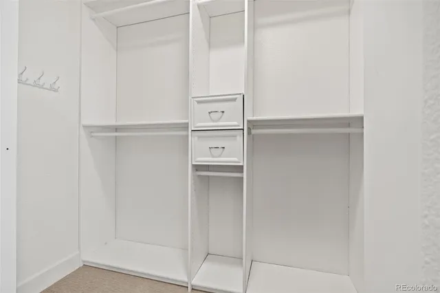 a view of an empty walk in closet