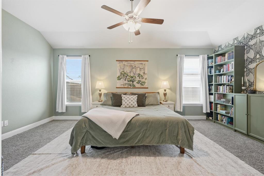 2213 Ruff Road Denton, TX 76205 - Photo 24 of 38 Large primary bedroom, built in shelving and cabinetry with natural light