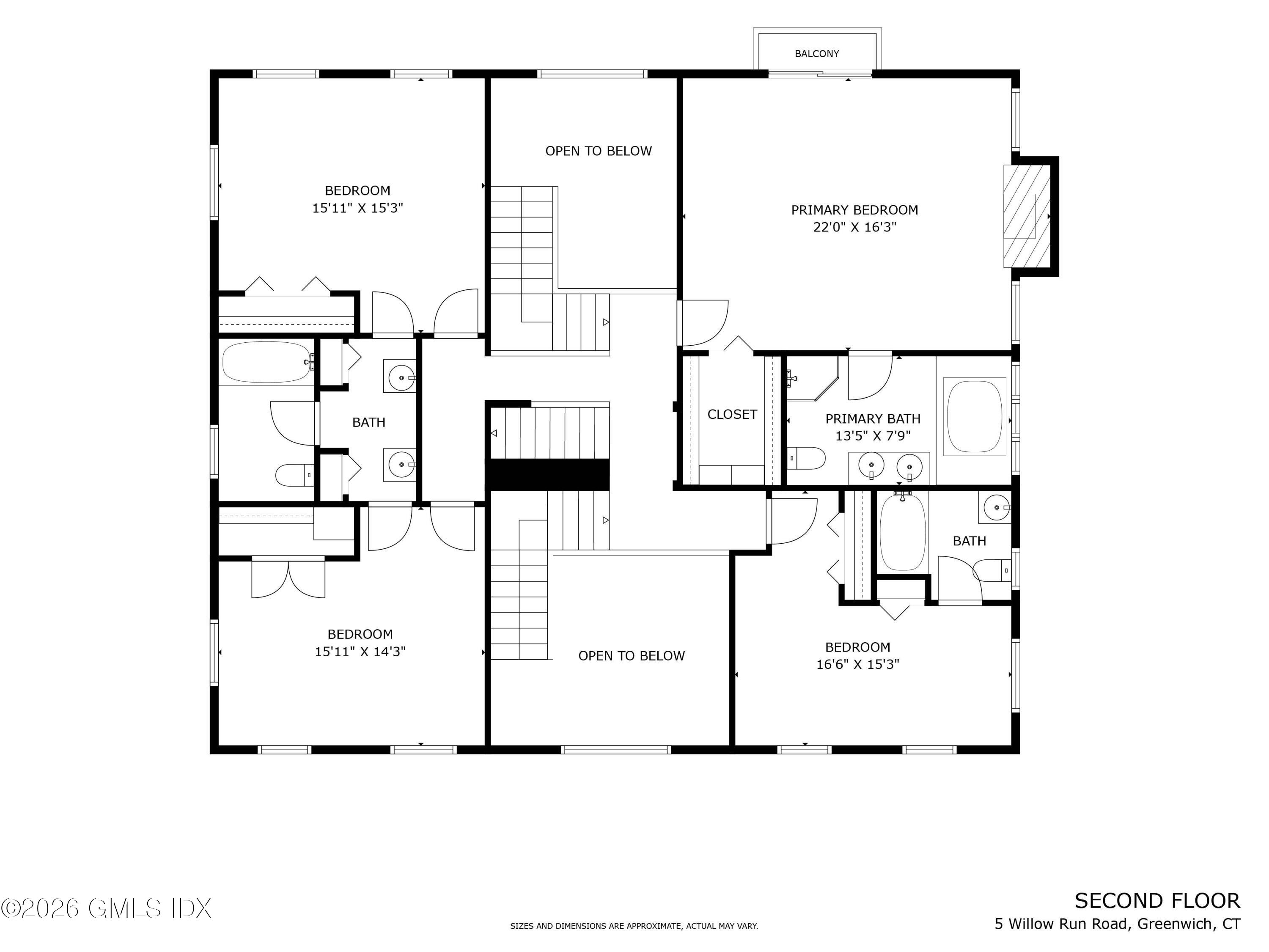 5 Willow Run Road Greenwich, CT 06831 - Photo 42 of 44 Second Level Floor Plan
