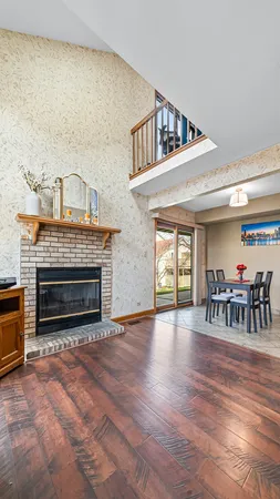 a view of livingroom with fireplace and furniture