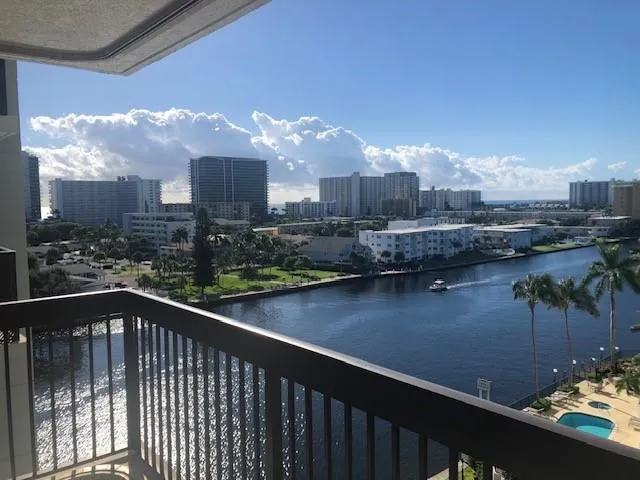 a view of a city from a balcony