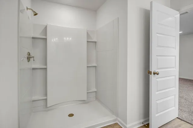 a bathroom with a shower