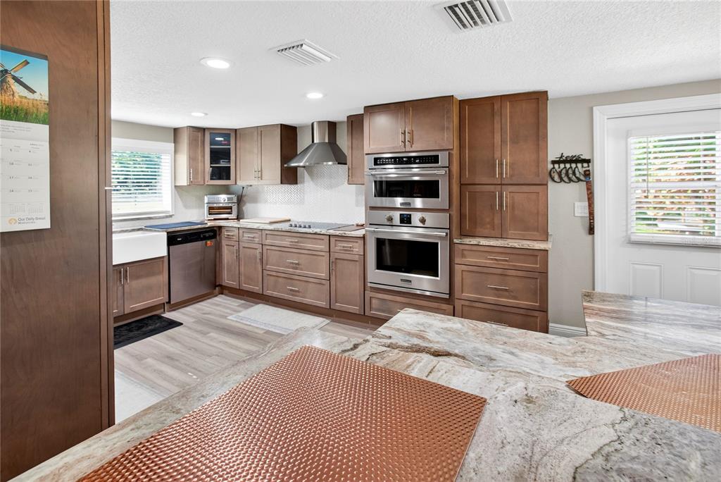 10627 McIntosh Road Thonotosassa, FL 33592 - Photo 3 of 38 a kitchen with stainless steel appliances granite countertop a stove a sink and a refrigerator
