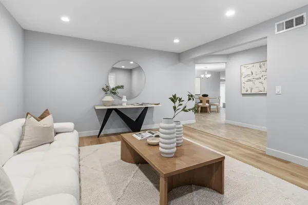 a living room with furniture