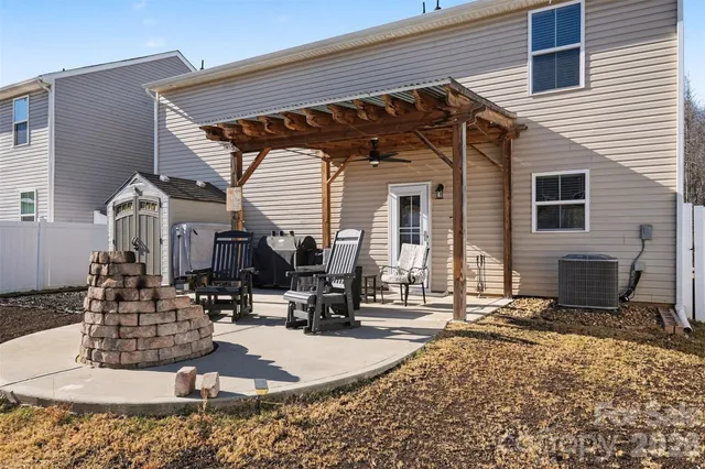 a view of a terrace with chairs