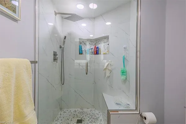a bathroom with a shower