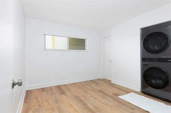 a view of a room with washer and dryer