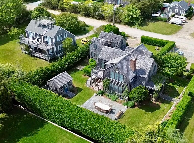 155 Surfside Road Nantucket, MA 02554 - Photo 2 of 60 an aerial view of a house with garden space and street view
