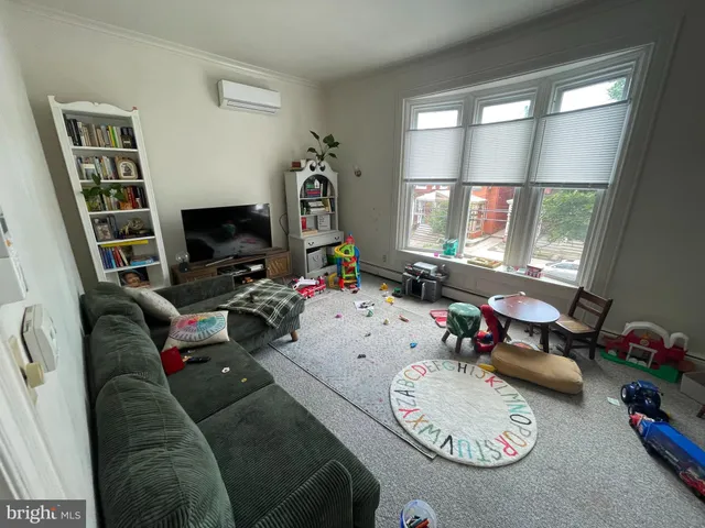 a living room with furniture and a gate