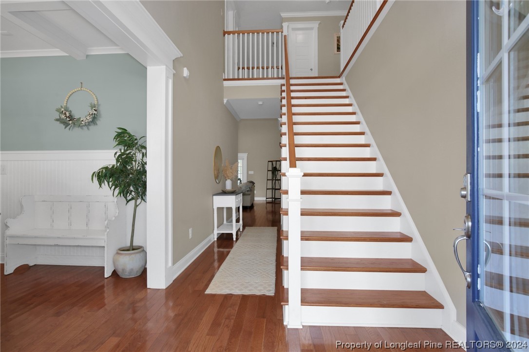 43 Shellnut Circle Spring Lake, NC 28390 - Photo 6 of 35 a view of entryway with wooden floor and stairs
