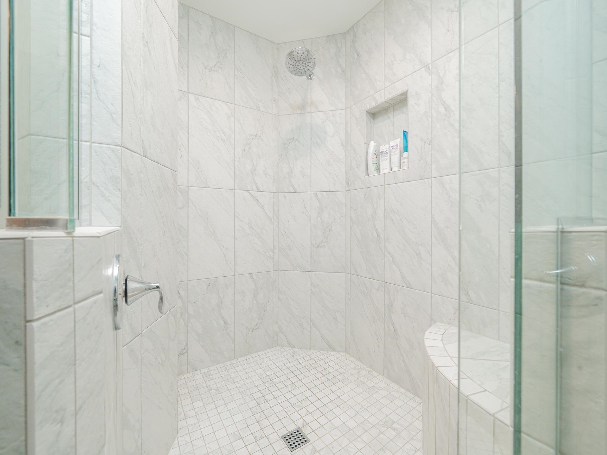 5029 Trail Ridge Drive Raleigh, NC 27613 - Photo 17 of 37 Shower has Tile Surround & Bench