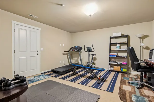 a room with gym equipment