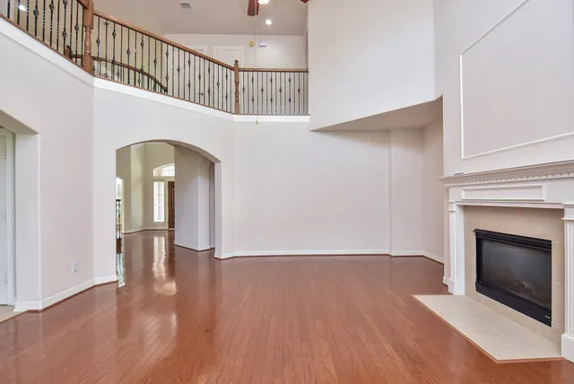 a view of an entryway with a fireplace