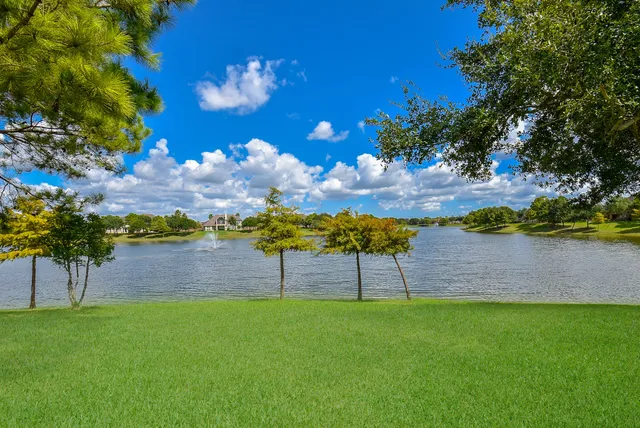a view of a yard with an outdoor seating