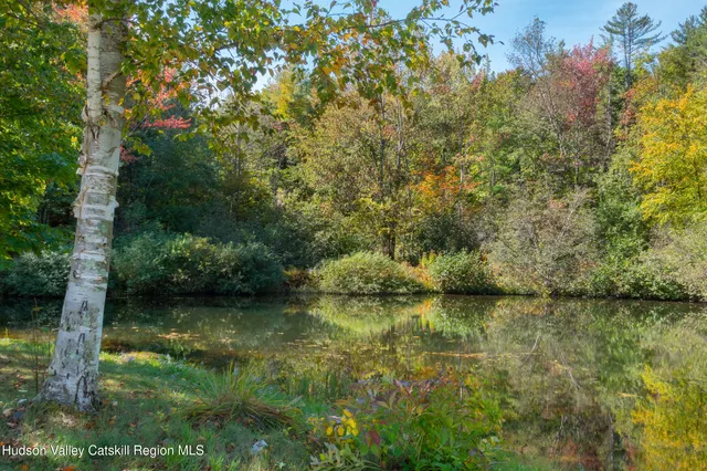 a view of a lake with houses