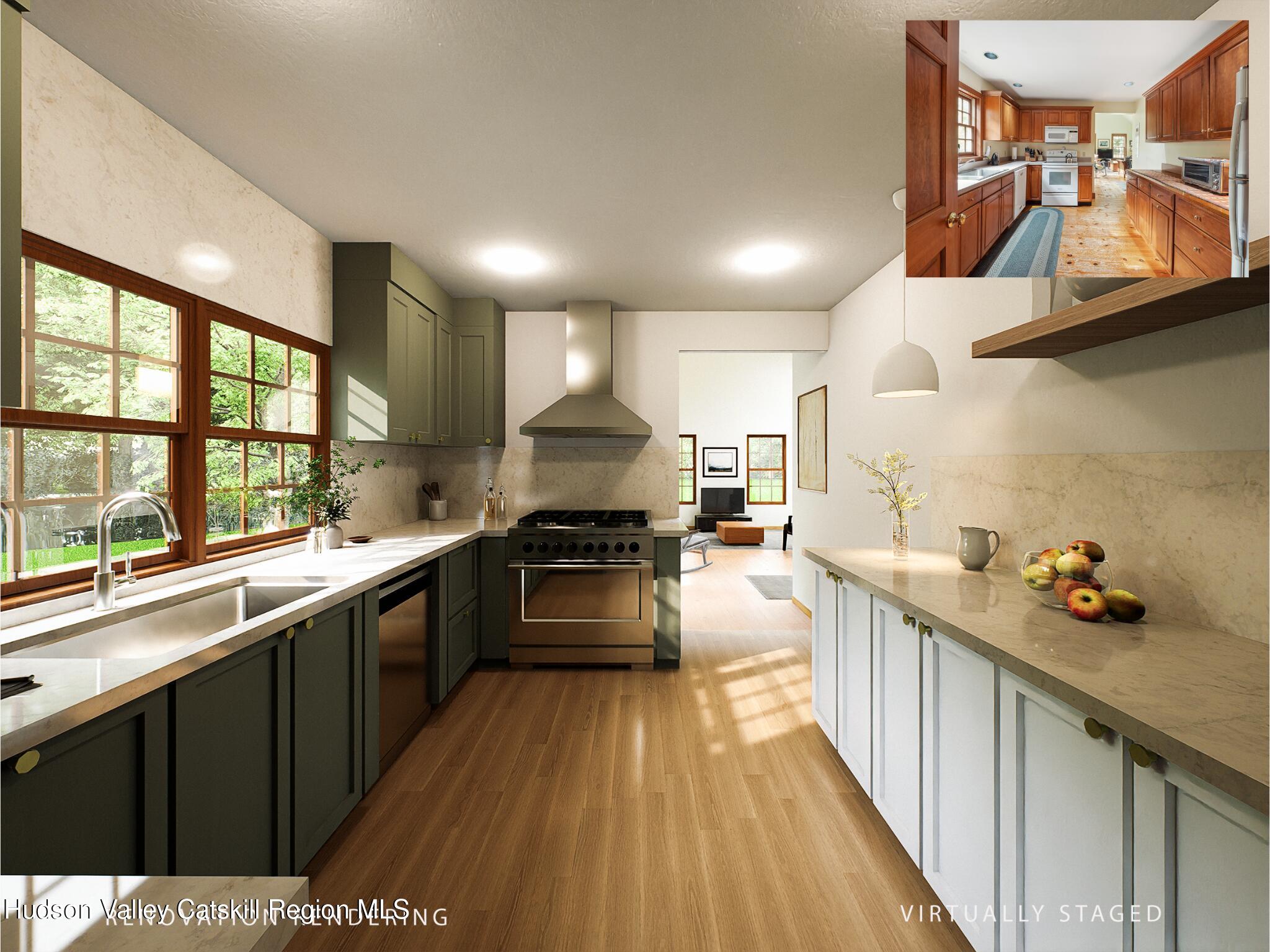 2205 County Rte 5 Canaan, NY 12029 - Photo 7 of 45 a kitchen with lots of counter top space and wooden floor