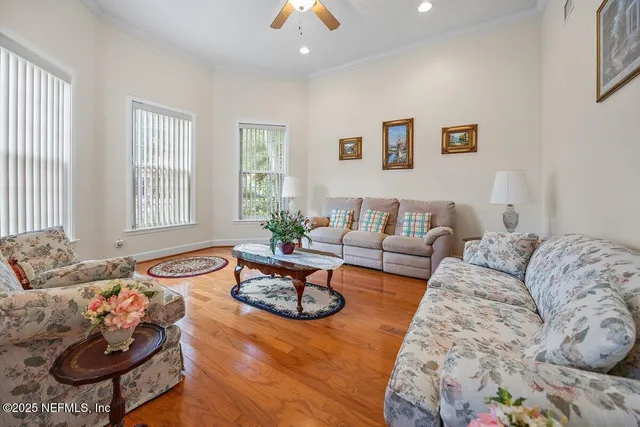 a living room with furniture
