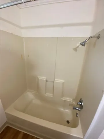 a bathroom with a bathtub