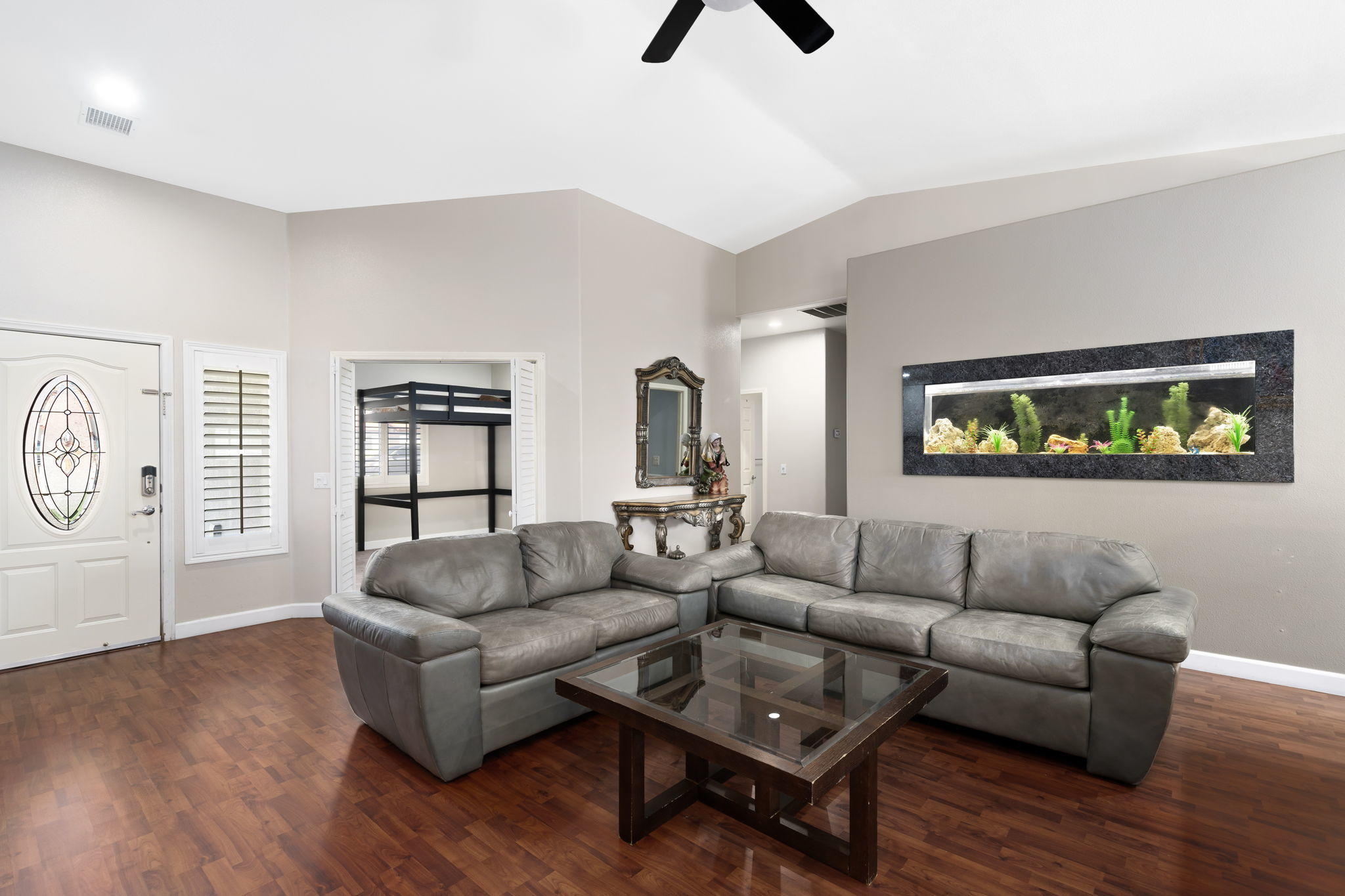 2120 West Nicola Road Palm Springs, CA 92262 - Photo 9 of 37 a living room with furniture and a wooden floor