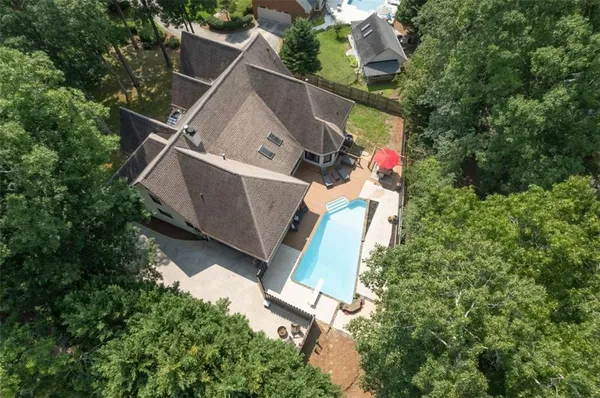 an aerial view of a house